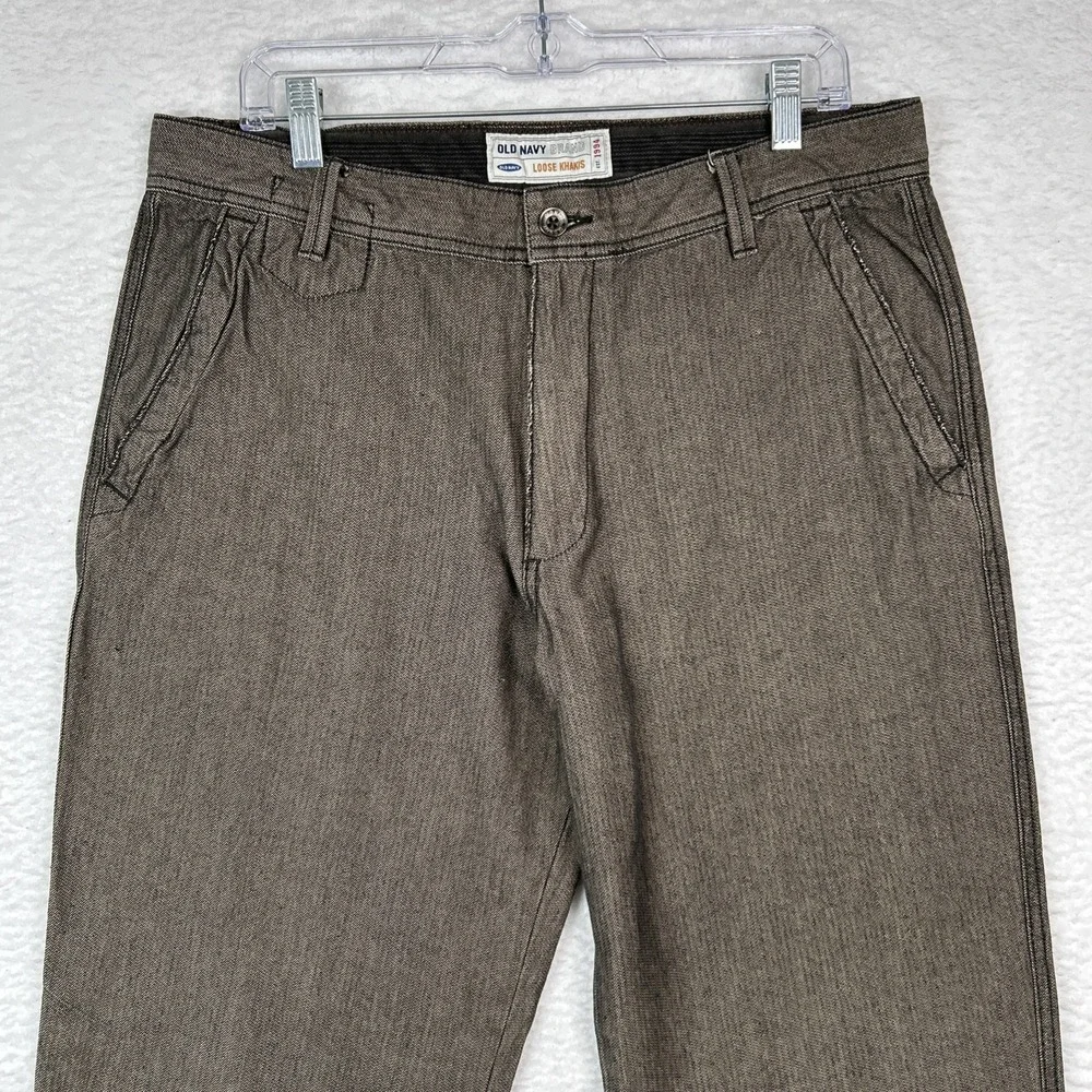 VTG Old Navy Mens Size 34x32 Loose Fit Baggy Y2k‎ Wide Brown Khakis Dark Wash